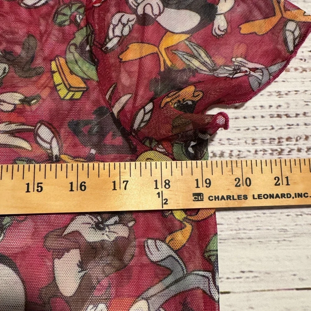 90s Warner Bros. Looney Tunes Maxi Dress See Through Swim Cover Women's Size S/M